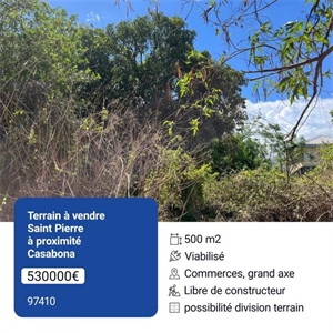 terrain à la vente -   97410  SAINT PIERRE, surface 492 m2 vente terrain - UBI470046047
